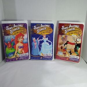 Disney Sing Along Songs VHS Set of 3 Kids Read Along on Screen